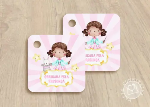 30 Tags Lembrancinha Circo Rosa