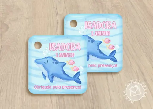 30 Tags Lembrancinha Fundo do Mar