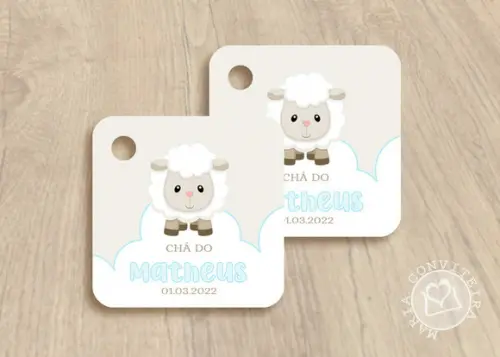 30 Tags Ovelhinha para Chá de Bebê