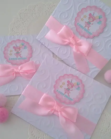 Convite Circo Rosa - Qualquer Tema