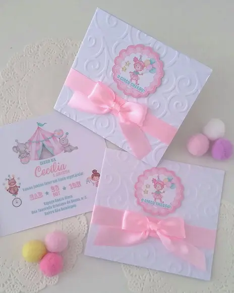 Convite Circo Rosa - Qualquer Tema