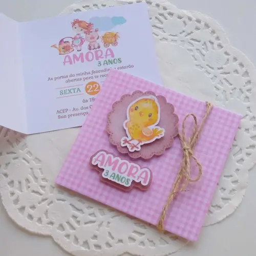 Convite Fazendinha Rosa