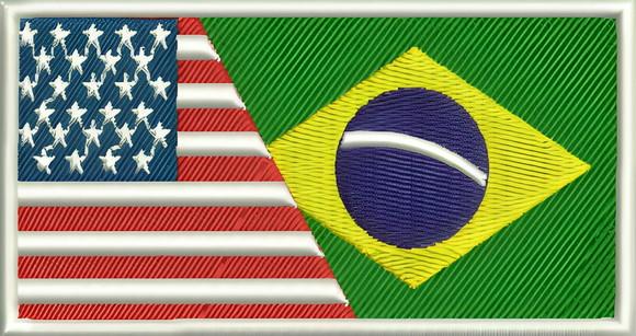 Bandeira Negativo Brasil/eua Colorido Marrom