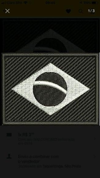 Patch Bordado Bandeira Brasil Negativa