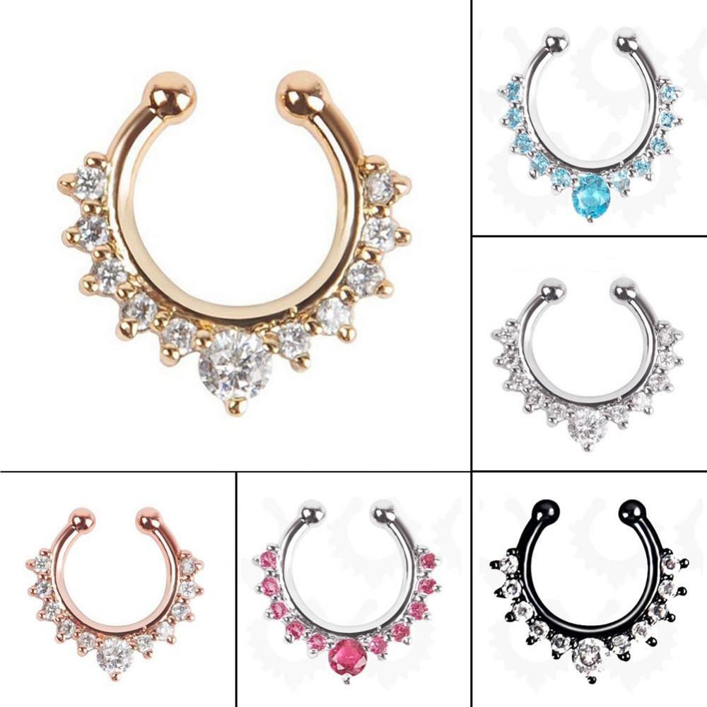 01 Piercing Fake Nariz Septo Nasal Falso Strass 1,60 Cm
