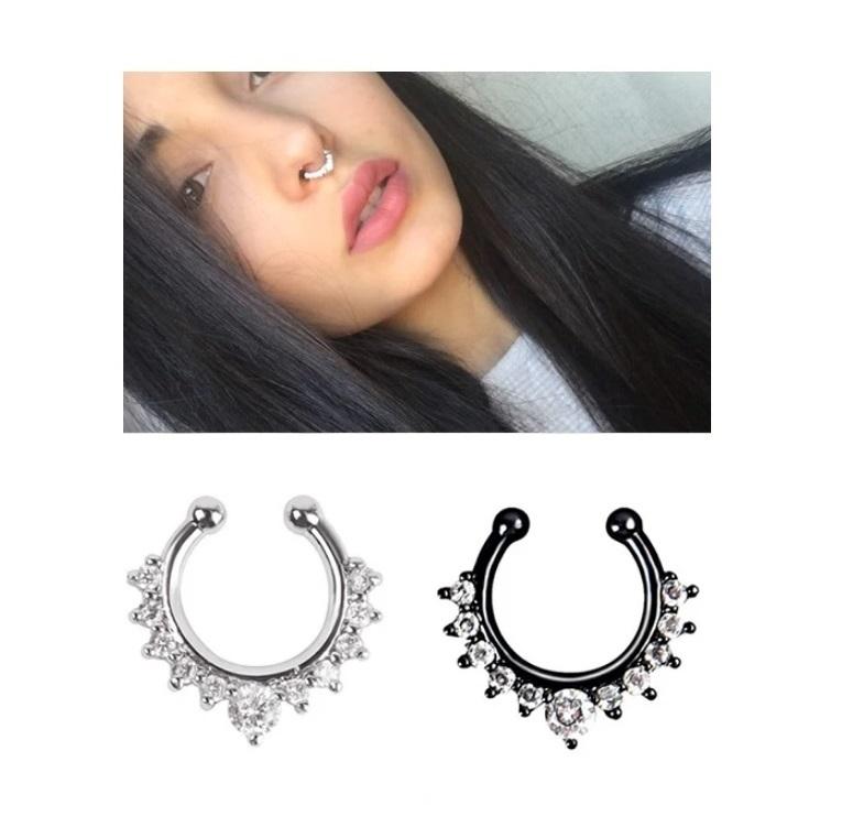01 Piercing Fake Nariz Septo Nasal Falso Strass 1,60 Cm