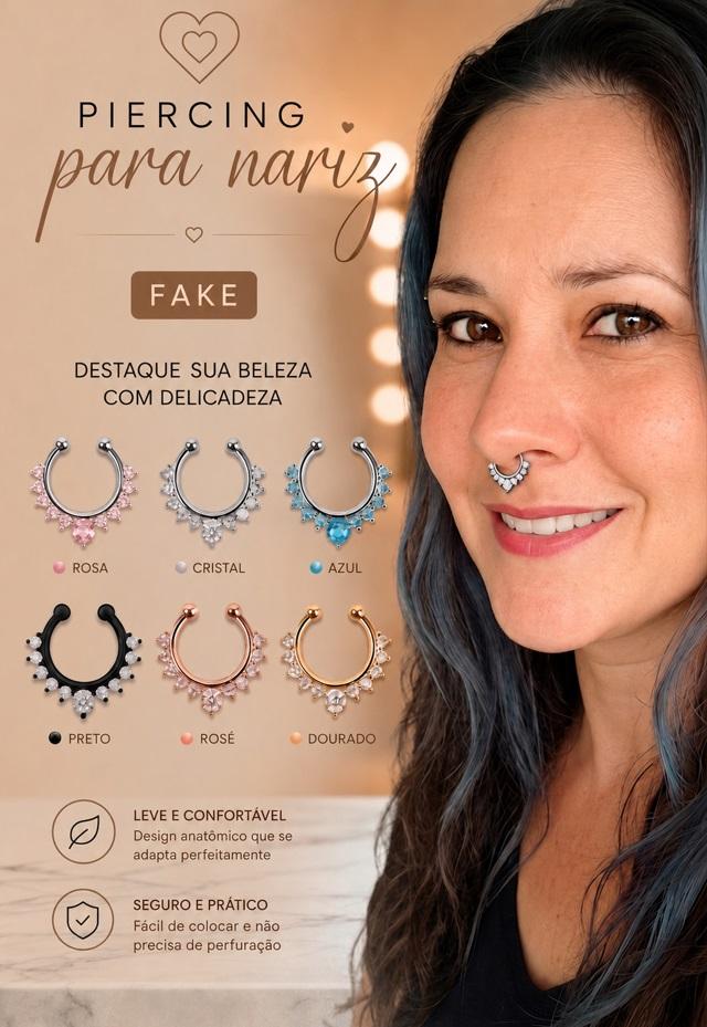 01 Piercing Fake Nariz Septo Nasal Falso Strass 1,60 Cm