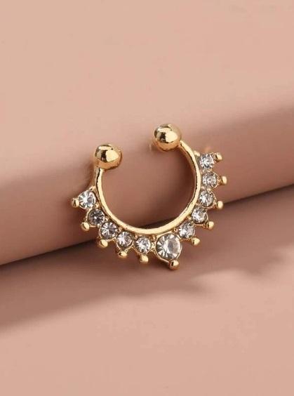 01 Piercing Auricular 1,60 Cm Fake Com Strass Orelha Falso