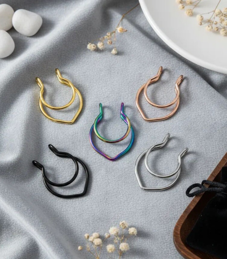 01 Piercing Fake Nariz Septo Nasal Falso, Modelo 01