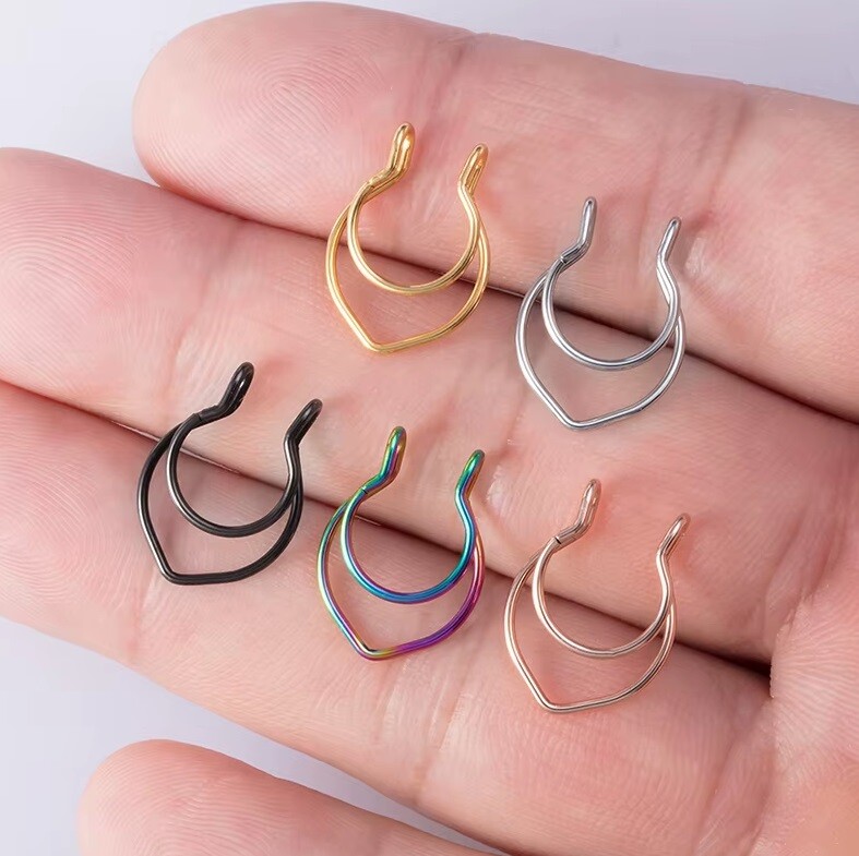 01 Piercing Fake Nariz Septo Nasal Falso, Modelo 01