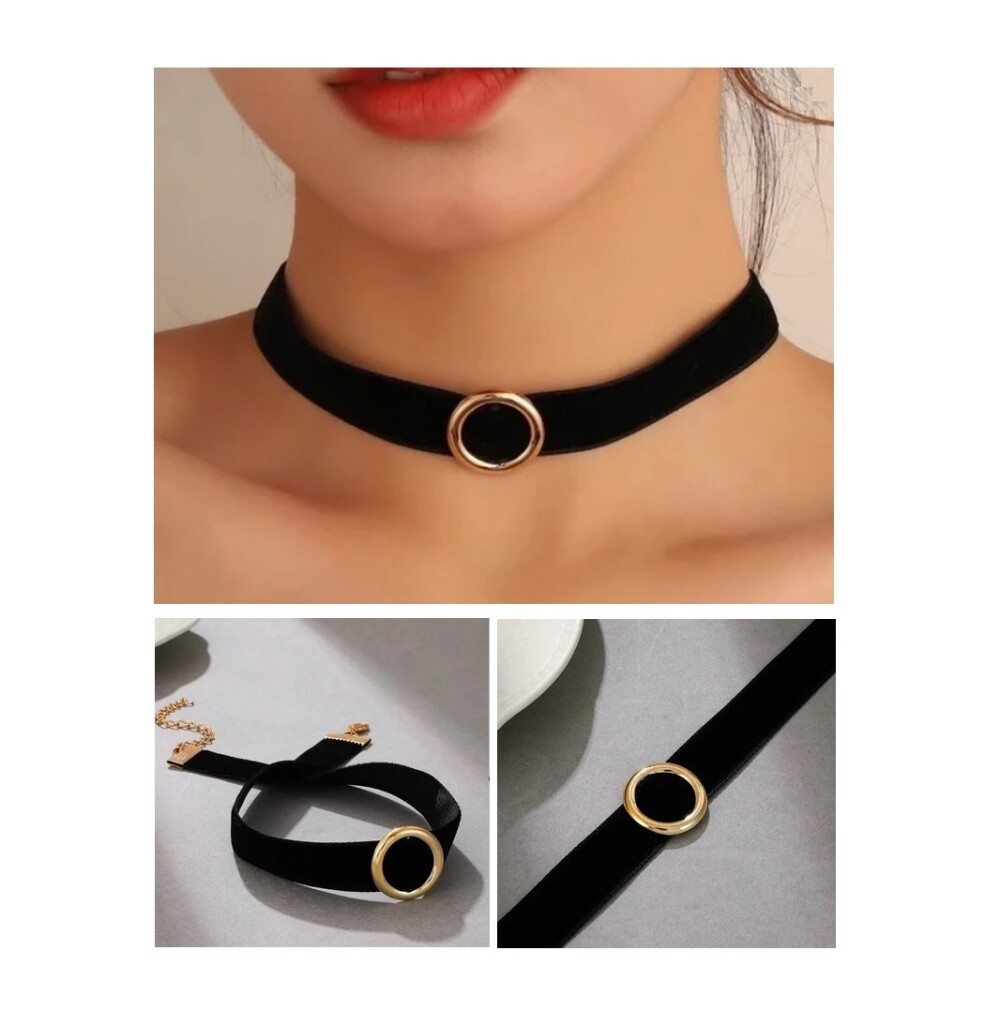 Kit 10 Choker Cordão Gargantilha Colar Bijoux Preto modelo 02