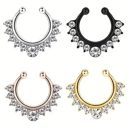 01 Piercing Fake Nariz Septo Nasal Falso Strass 1,60 Cm