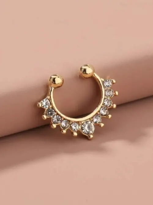 01 Piercing Auricular 1,60 Cm Fake Com Strass Orelha Falso