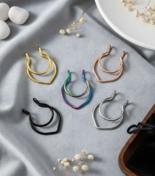 01 Piercing Fake Nariz Septo Nasal Falso, Modelo 01