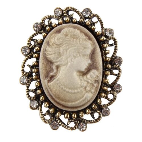 Broche Camafeu Vitoriano Vintage Gótico, Modelo 10 Sépia