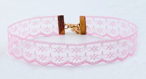 Cordão Gargantilha Chocker Renda na cor Rosa