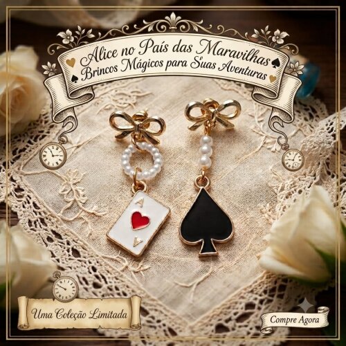 Brincos Temáticos Alice no País das Maravilhas - Modelo 09