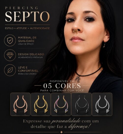 Kit 02 Piercing Falso Septo Nasal Fake Nariz, Modelo 07