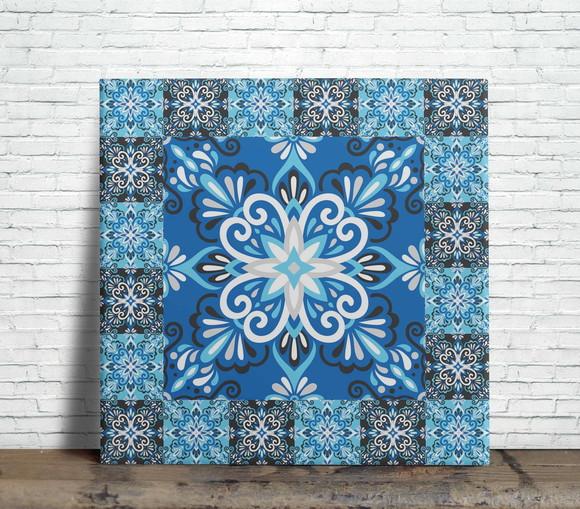 Azulejo 15x15 Português Azul Decorativo com Suporte