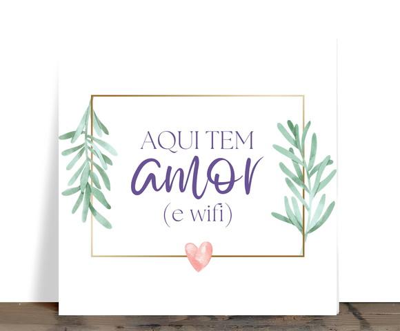 Azulejo Decorativo Aqui Tem Amor e Wifi 15x15 Cerâmica