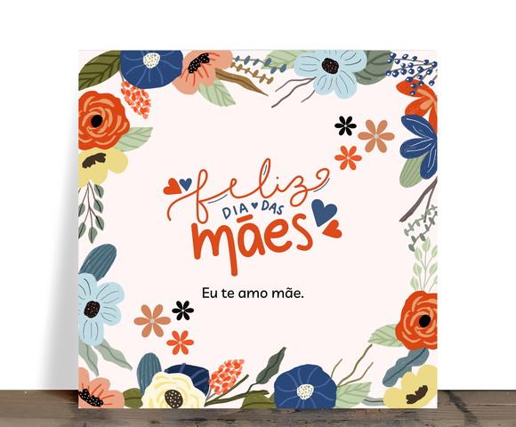 Azulejo Decorativo Feliz Dia das Mães Floral Aquarela 15x1