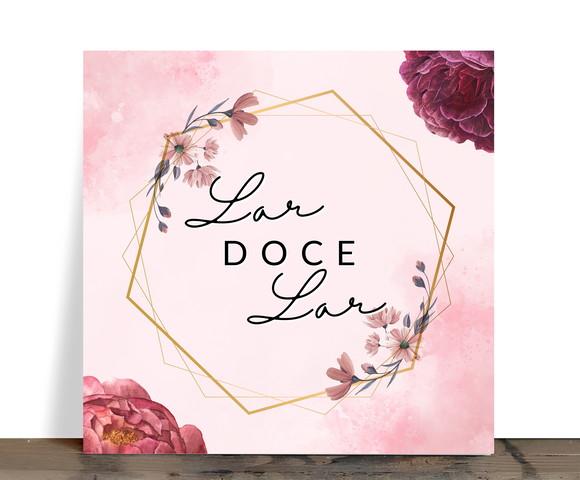 Azulejo Decorativo Lar Doce Lar Floral Aquarela 15x15 Cerâ