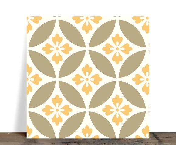 Azulejo Decorativo Mandala Amarela Retrô 15x15 Cerâmica
