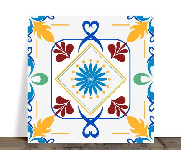 Azulejo Decorativo Mandala Colorida Arabescos 15x15 Cerâmica