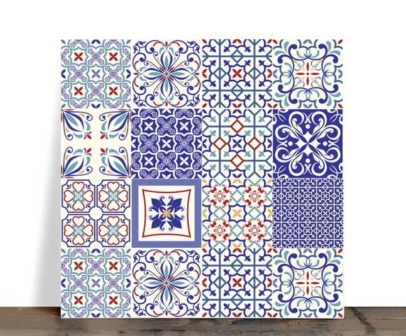 Azulejo Decorativo Mandala Portuguesa Azul 15x15 Cerâmica