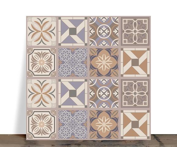 Azulejo Decorativo Mosaico Clássico Tons Neutros 15x15