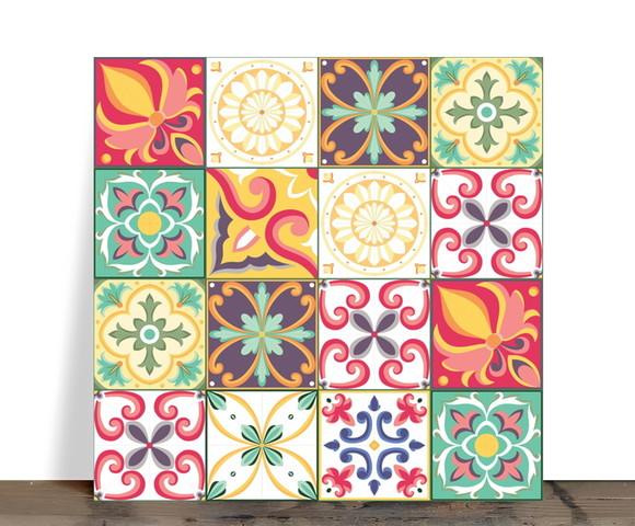 Azulejo Decorativo Mosaico Geométrico Vibrante 15x15 Cerâmic