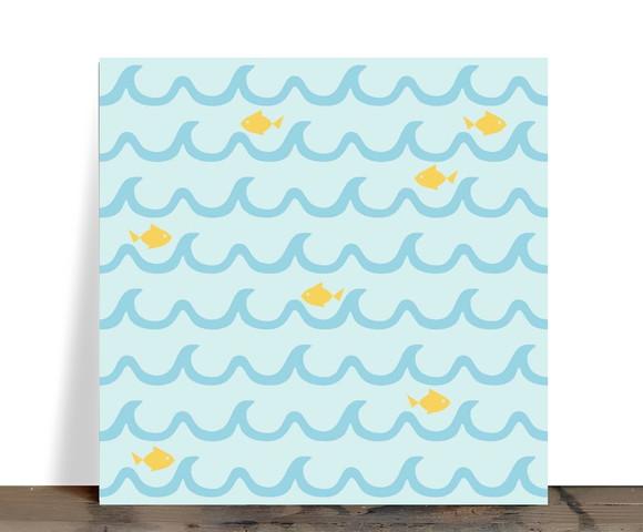 Azulejo Decorativo Peixinhos e Ondas 15x15