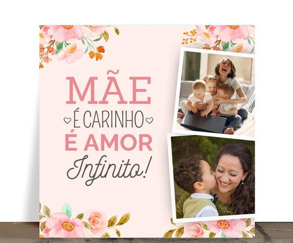 Azulejo Personalizado mãe É Amor Infinito com 2 Fotos 15x1