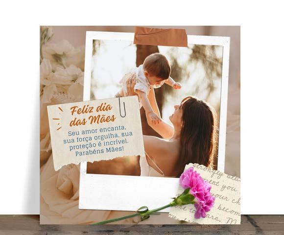 Azulejo Personalizado Feliz Dia das Mães com Foto Polaroid