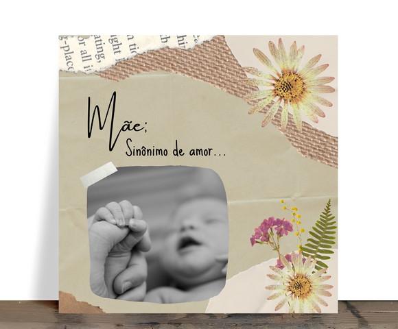 Azulejo Personalizado Mãe Sinônimo de Amor Estilo Scrapbook
