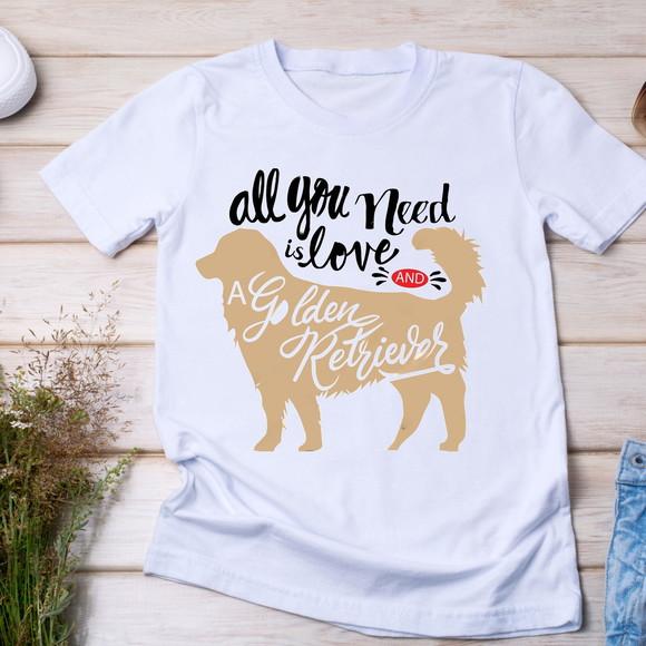 Camiseta All You Need Is Love Golden Retriever