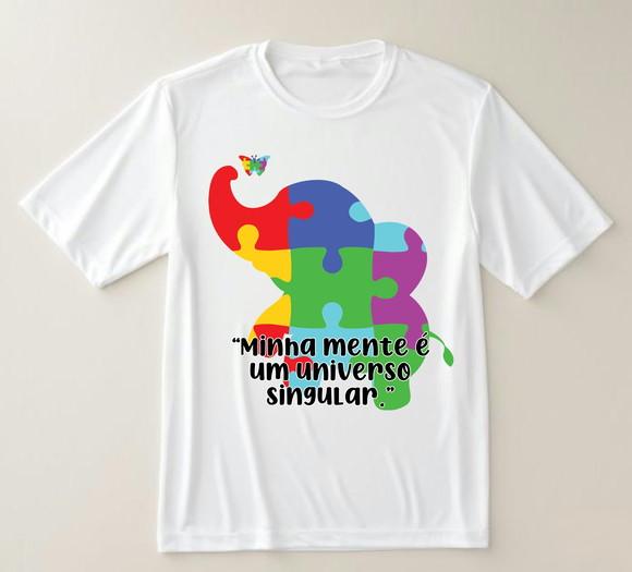Camiseta Autismo Estampa Colorida com Elefante e Frase