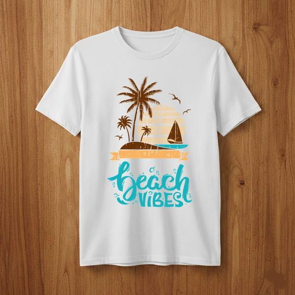 Camiseta Beach Vibes Verão Estampa Praiana