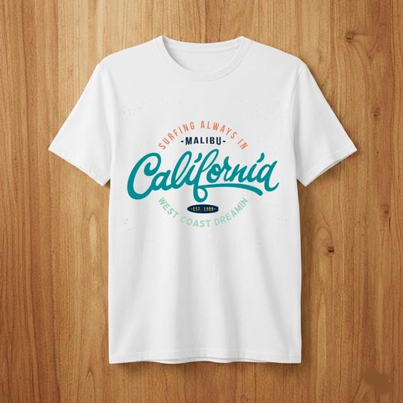Camiseta California Malibu Surf - Estilo Vintage West Coast
