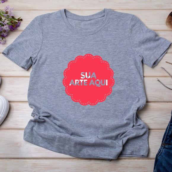 Camiseta Cinza Mescla Personalizada ? Unissex e Babylook