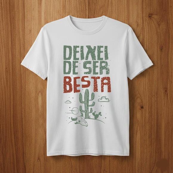 Camiseta Engrançada Deixei de Ser Besta Estilo Cordel Sertão
