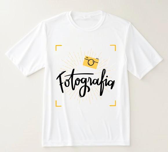 Camiseta Estampa Fotografia Modelo Moderno com Câmera