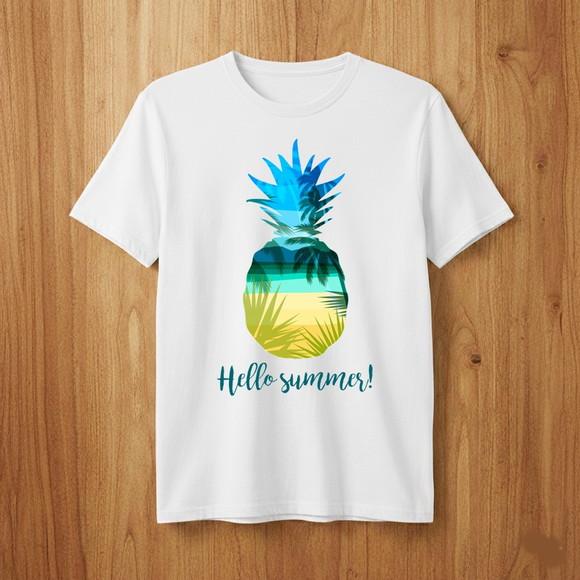 Camiseta Hello Summer! Estampa Abacaxi Tropical