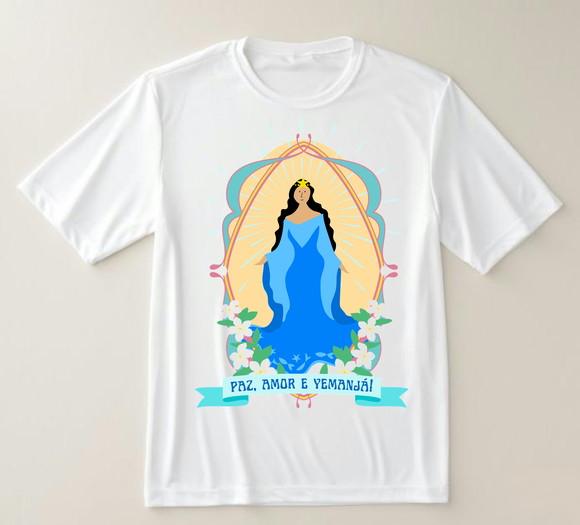 Camiseta Iemanjá Paz Amor - Orixá Rainha do Mar