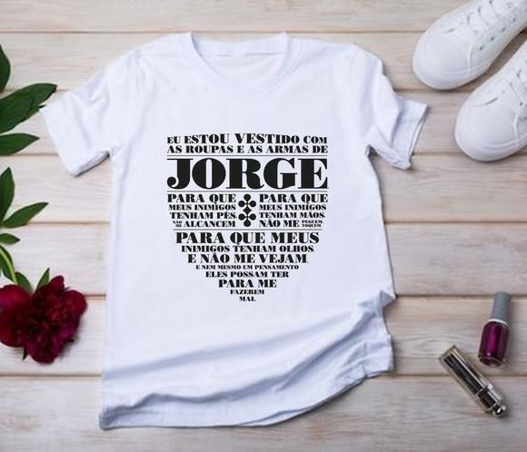 Camiseta Oração de São Jorge - Vestido com as Armas de Jorge
