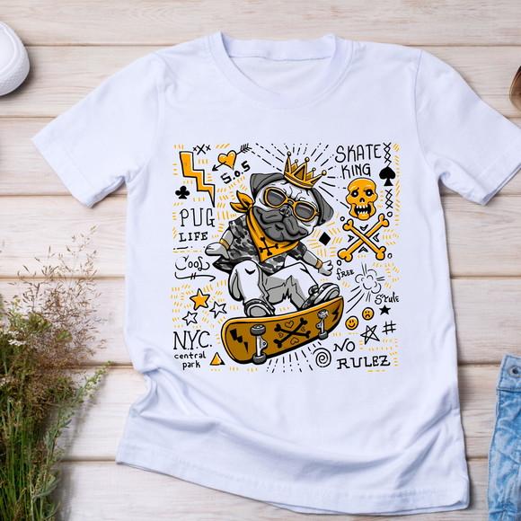 Camiseta Pug Skateboard - Rei do Asfalto e Estilo Streetwear