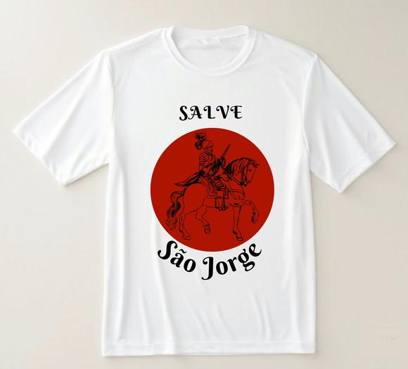 Camiseta Salve São Jorge - Design Red Circle Minimalista