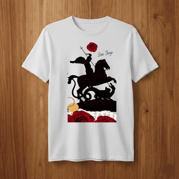 Camiseta São Jorge Guerreiro das Rosas Arte Contemporânea