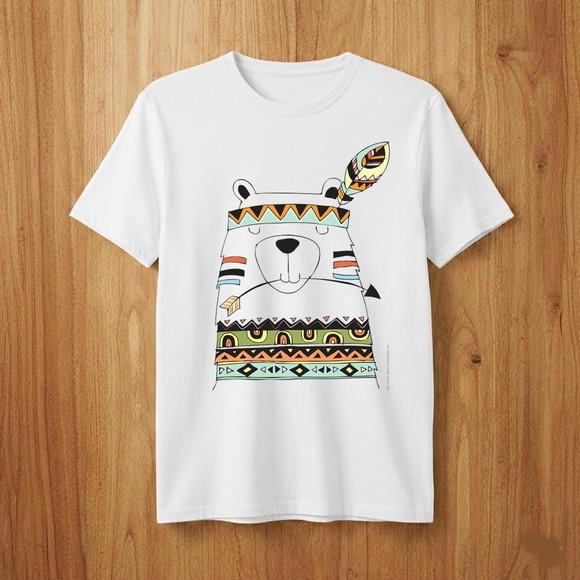 Camiseta Urso Tribal Boho Estilo e Conforto