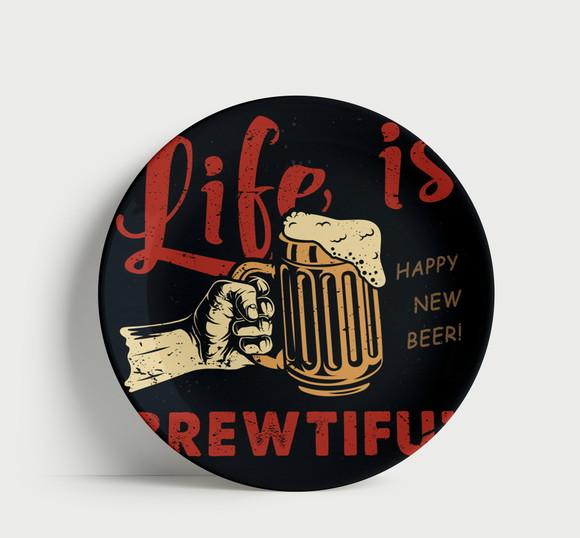 Prato Decorativo Life Is Brewtiful - Porcelana 21cm